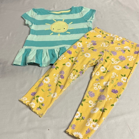 Gymboree Teal and Yellow Striped Top and matching pants - Picture 1 of 7